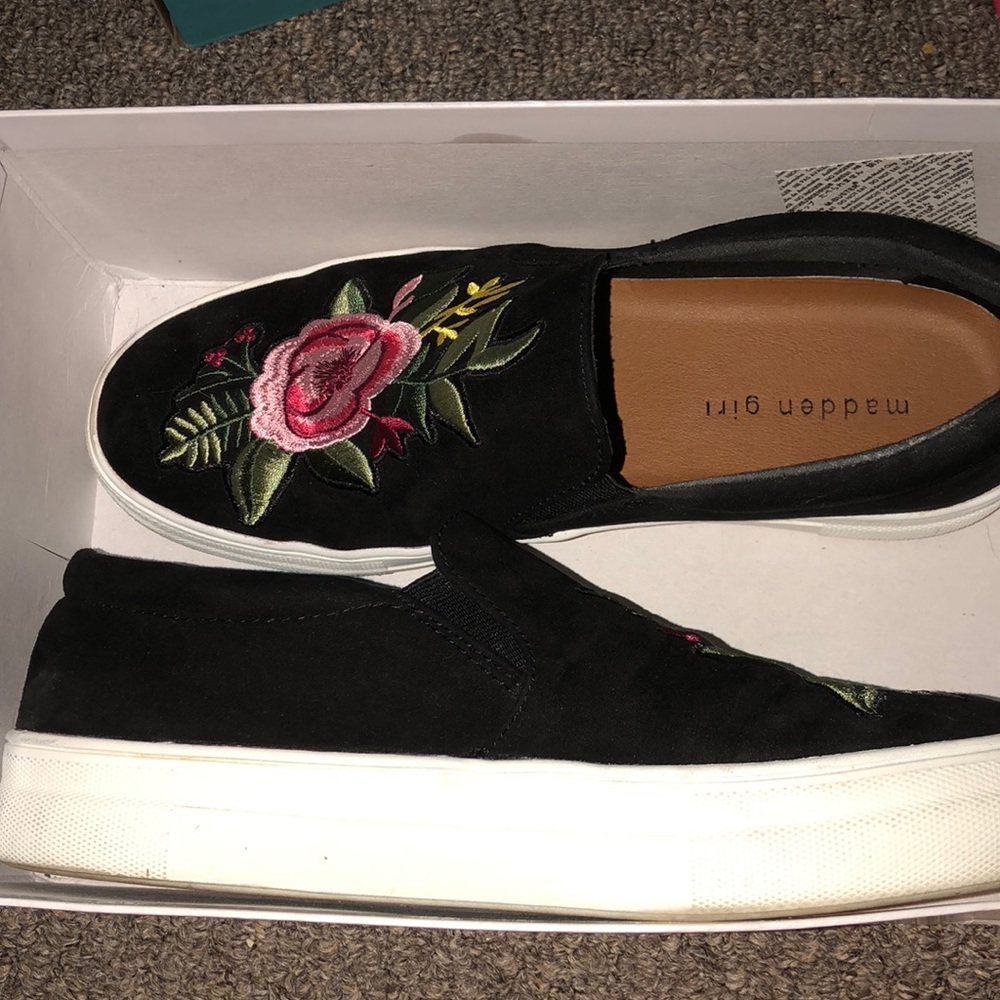 Embroidered Platform Slip-Ons